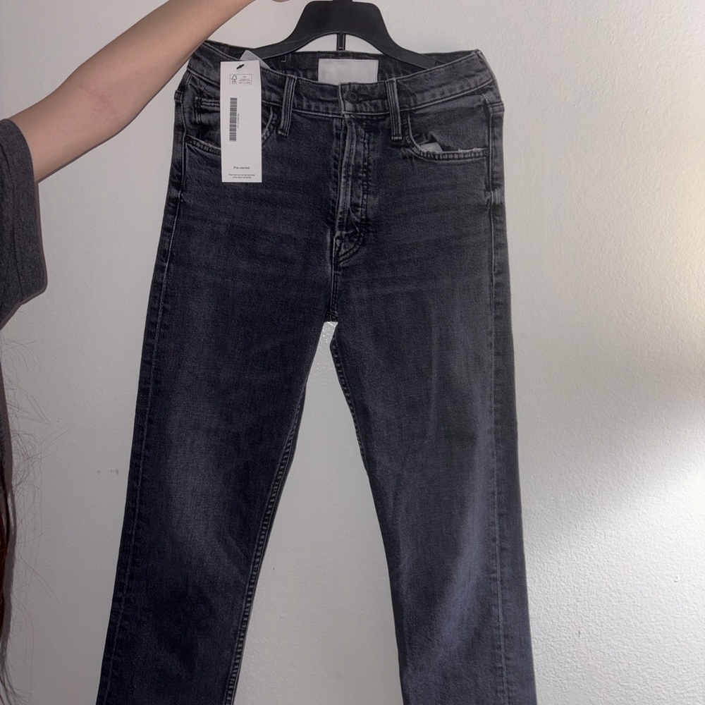 MOTHER Dark Gray Straight Leg Jeans